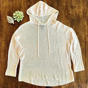 TAHARI | Cream Linen Blend Pull-Over Lightweight Hoodie